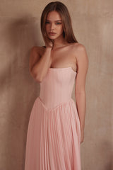 Marci Pink Pleated Midi Corset Dress