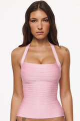 The Silhouette Lychee Halter Neck Bandage Top