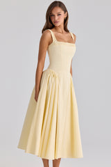 Dorothy Lemon Cotton Midi Sundress