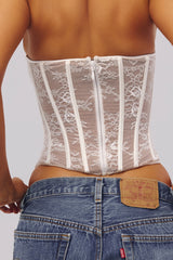 Ayana White Lace Boned Corset Top