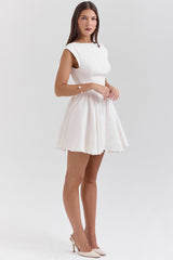 Enchant White Open Back Mini Dress