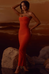 The Sweetheart Saffron Strapless V Waist Bandage Maxi Dress