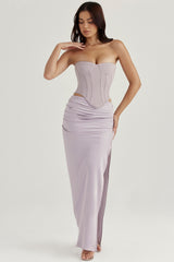 Jia Grey Satin Gathered Maxi Skirt