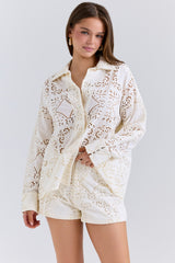 Samah White Cotton Broderie Anglaise Shirt