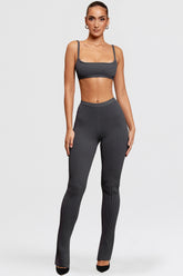 Mitzi Dark Grey Ribbed Knit Leggings