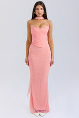 Cassidy Peach Fluted Hem Maxi Skirt