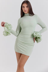 Camilla Pistachio Ruffle Cuff Mini Dress