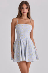 Dolly Blue Wildflower Floral Print Cotton Mini Sundress