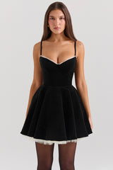 Minimoiselle Black Velvet Tulle Mini Dress