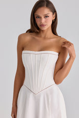 Gina White Cotton Strapless Maxi Dress