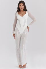 Avalon White Mesh High Waist Trousers