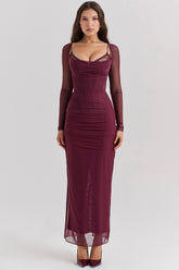 Katarina Wine Maxi Dress