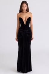 Vienne Black Velvet Deep Plunge Maxi Gown - Limited Edition