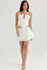 Clarice White Floaty Layered Mini Skirt