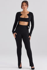 Sylvia Black Ribbed Knit Cardigan