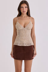 Adelise Mocha Vegan Suede Mini Skirt