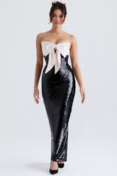 Holly Black Sequin Strapless Bow Dress