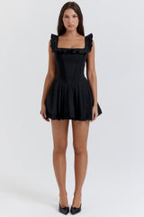 Jemima Black Pin Tuck Pleated Dress