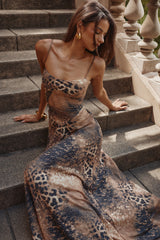 Seren Leopard Hand Beaded Embellished Maxi Dress