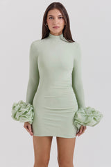 Camilla Pistachio Ruffle Cuff Mini Dress