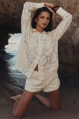 Samah White Cotton Broderie Anglaise Shirt