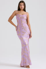 Capriana Orchid Jacquard Satin Gown