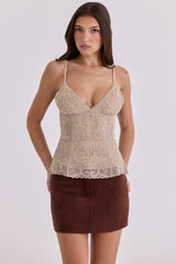Adelise Mocha Vegan Suede Mini Skirt