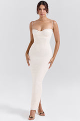 Elinor Cream Tea Frill Lace Midi Dress