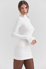 Hazel Ivory Cashmere Roll Neck Sweater