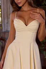 Dahlia Lemon Cotton Princess Cut Midi Sundress