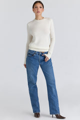 Rochelle Ivory Cashmere + Wool Crew Neck Sweater