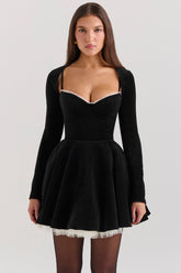 Harmony Black Stretch Velvet Cropped Bolero