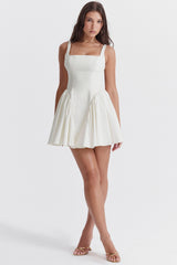 Florianne Ivory Cotton Bow Mini Dress