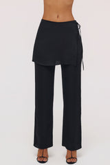 Leona Black Sateen Trousers with Over Skirt