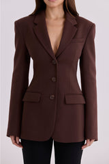 Luella Chocolate Crepe Hourglass Blazer Jacket