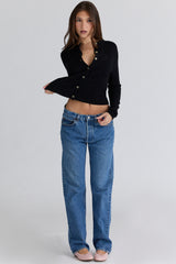 Emblem Black Cashmere + Wool Cardigan
