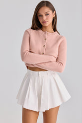 Lumi White Cotton Flared Mini Shorts