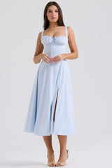 Carmen Soft Blue Cotton Bustier Sundress