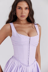 Cupid Orchid Pleated Cotton Mini Dress