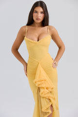 Gabbi Apricot Ruffled Front Gown
