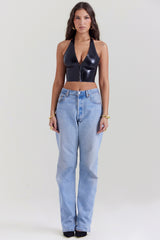 Ariadne Black Latex Halter Top