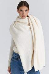 Nara Ivory Wool Oversized Textured Scarf