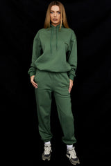 Halo Moss Cotton Fleece-Back Oversized Hoodie