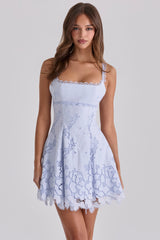Isla Bluebell Scallop Lace Broderie Anglais Mini Sundress