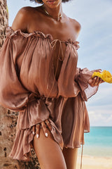 Chaya Hazelnut Off Shoulder Dress