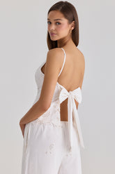 Nolia White Broderie Anglaise Cotton Bow Back Top