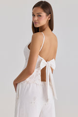 Nolia White Broderie Anglaise Cotton Bow Back Top
