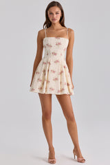Dolly Ivory Vintage Rose Print Cotton Flared Mini Sundress