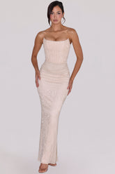 Arielle Champagne Hand Embellished Beaded Bridal Gown