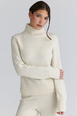 Skye Ivory Merino Wool Roll Neck Sweater